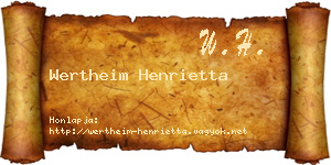 Wertheim Henrietta névjegykártya
